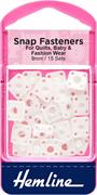 HEMLINE HANGSELL - Sew-On Delrin Snap Fastenerseners, 9mm (15 Sets) - white